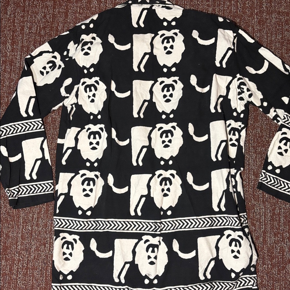 Women’s Black/white African print 100% cotton lion vintage blazer two button - Picture 2 of 16